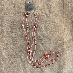 Pink and Red Beaded Necklace
